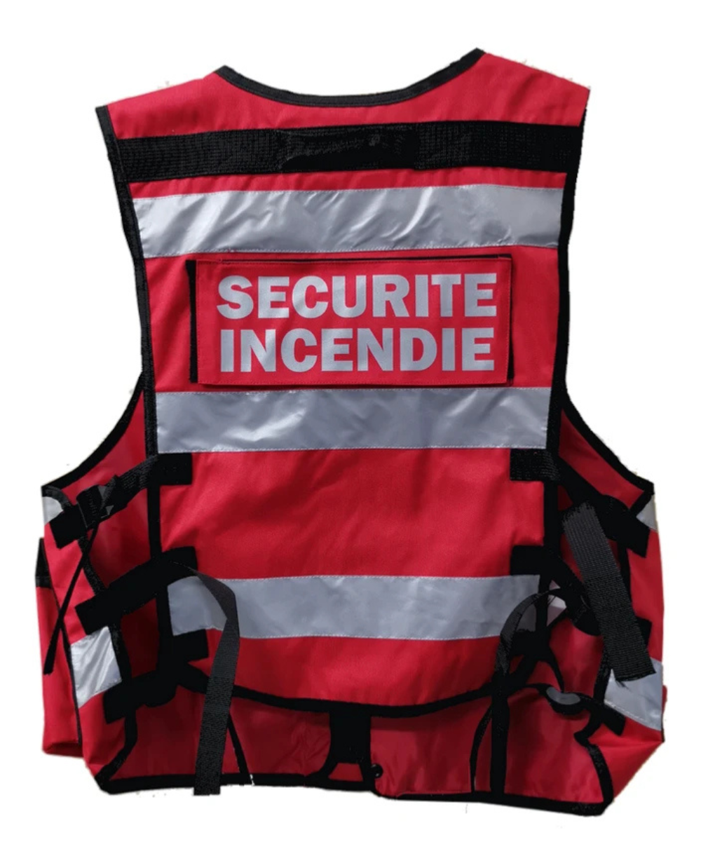 Gilet Tactique Sécurité Incendie Rouge – Image 2